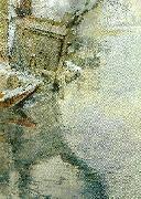 Carl Larsson vinter i grez-sur-loing-tvattbrygga vid loing-floden France oil painting artist